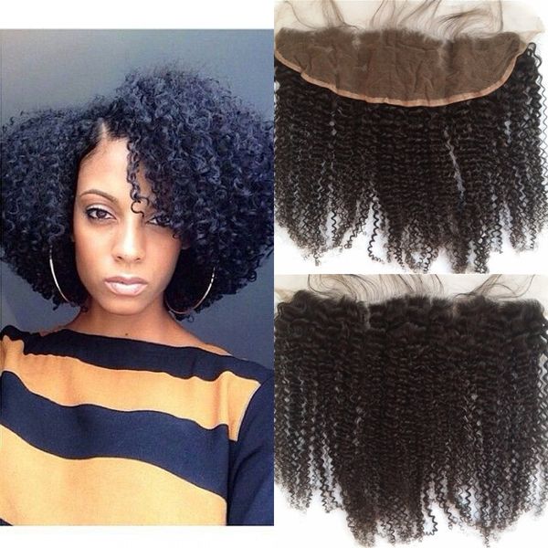 Peruvian Kinky Curly Full Frontal Lace Closure Bleached Knots
