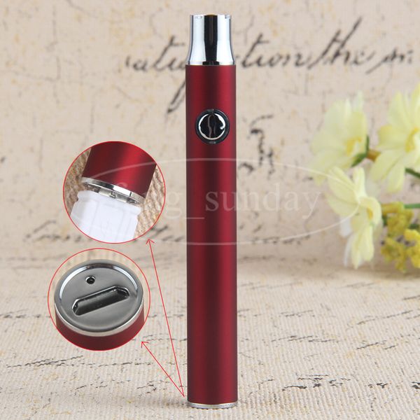 Pequeno Personalizado Pré-aquecimento Botão E Cigs Vapes Pen Tensão Variável eVod 380 mAh LO Inferior Da Carga Batteires fit 510 .5 ml Cartucho G2 Metal