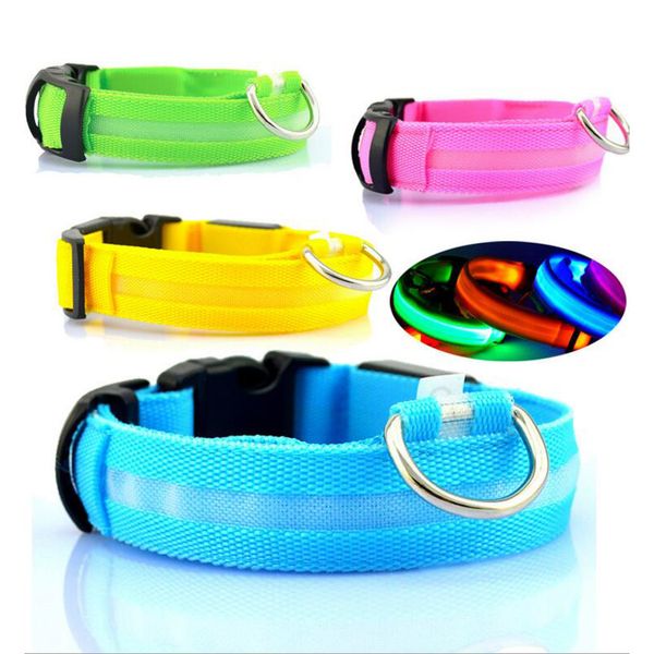 

new sell nylon led pet dog collar,night safety flashing glow in the dark dog leash,dogs luminous fluorescent collars pet supplies