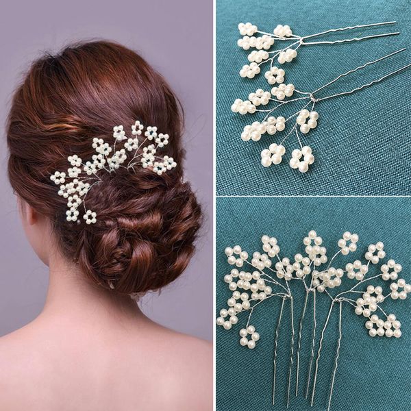 Vintage Pearls Wedding Hair Accessories Flower Wedding Church Rhinestone Hair Accessories With Brooch Hairpin Clip Bridal Flower Red Hair Pieces Rose