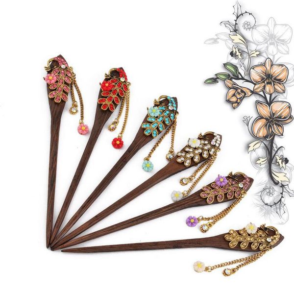 

good a++ retro headdress classical hairpin women step swaying tassel wings wooden hairpin fz031 mix order  pieces a lot, Golden;silver
