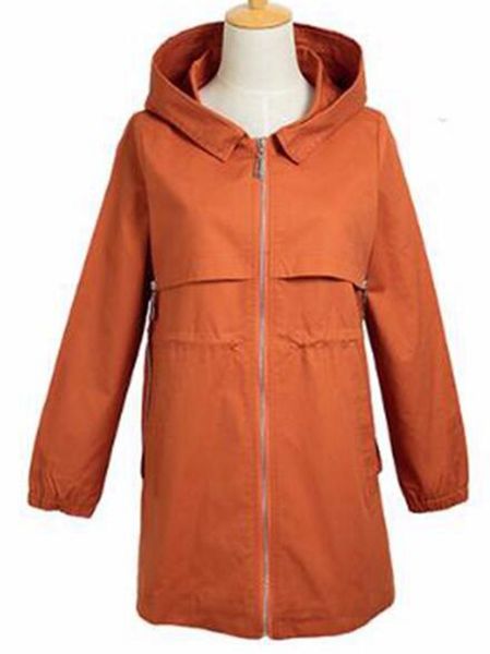 

the spring and autumn period and the han edition new fashion show thin woman more loose zip pure color trench coat / -4xl, Tan;black