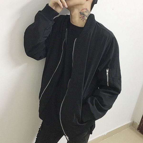 

wholesale- streetwear spring autumn outerwear fashion solid color basic motorcycle zipper jacket women/men clothing baseball uniform, Black;brown