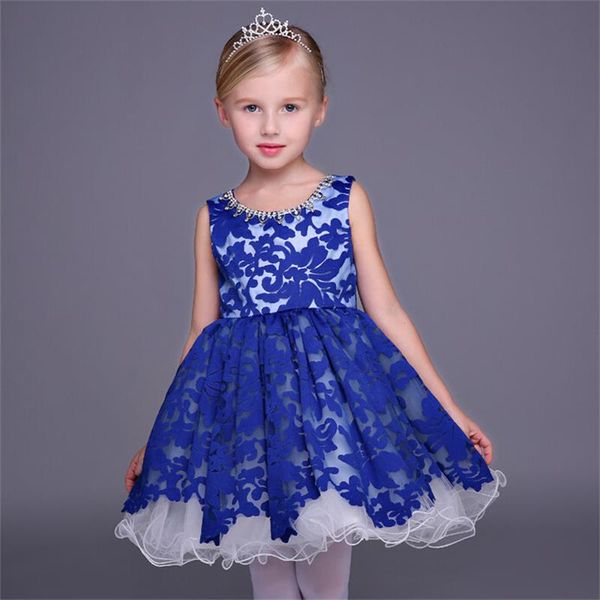 

new arrival flower girl dresses short party pageant communion dress for wedding little girls kids/children princess dress, White;blue