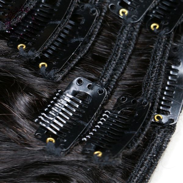 Light Yaki Straight Clip In Hair Extensions Full Head Coarse Yaki