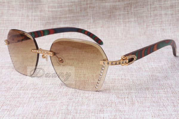 

2019 new style luxury trendy diamond peacock wood sunglasses 8100909 silver brown lens for male and female, size:60-18-135mm, White;black