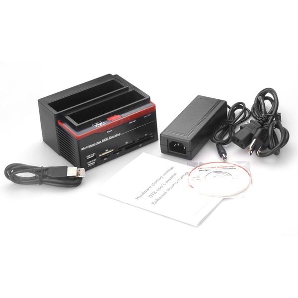 Freeshipping EUA plug Professional 2,5 polegadas 3,5 polegadas SATA IDE HDD Docking Station Base de disco rígido Clone USB HUB cartão 892U2IS