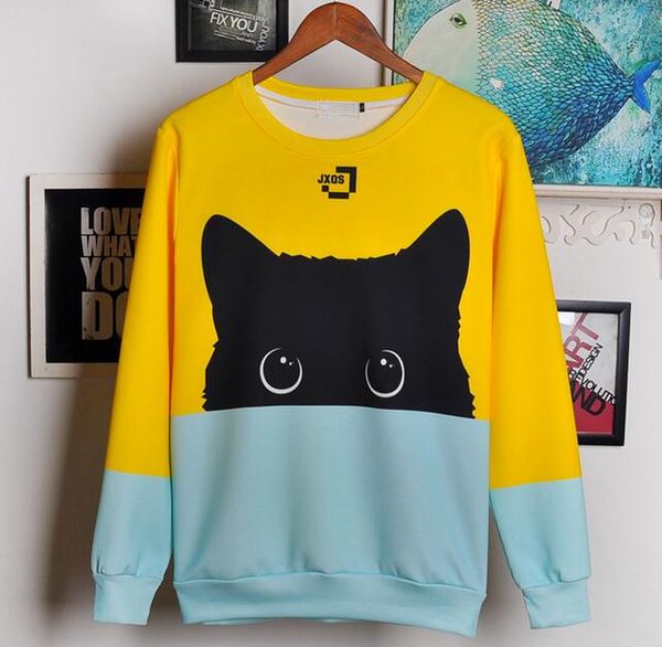 

fashion women men cute black cat funny 3d print crewneck sweatshirt fashion clothing outfits jumper casual wys00044