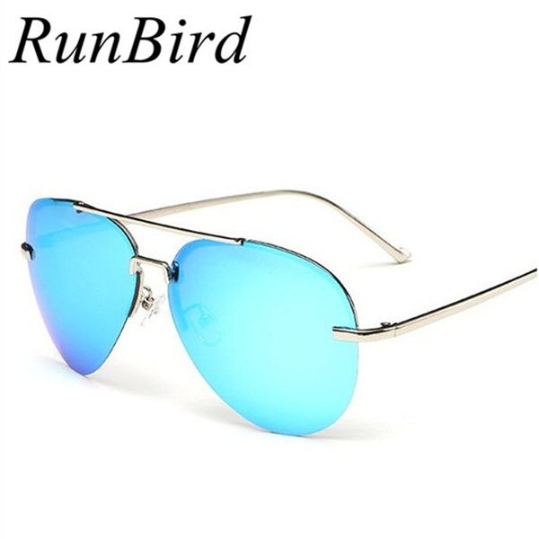 

оптовая продажа-runbird новые солнцезащитные очки без оправы из нержавеющей стали мужчины поляризованное зеркало для вождения женщины очки с, White;black