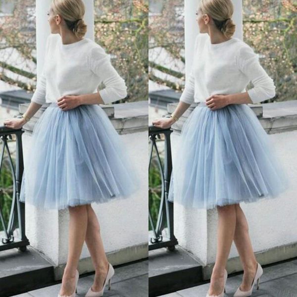 

3 layers short skirts light blue skirt size handmade knee length tulle women party skirts tutu gauze women lady daily clothing, Black