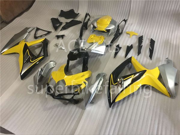 3 Geschenk neue heiße ABS-Motorradverkleidungs-Kits 100 % passend für Suzuki GSXR 600 750 K8 2008 2009 GSXR600 GSXR750 08 09 R600 R750 Gelb Silber AKS