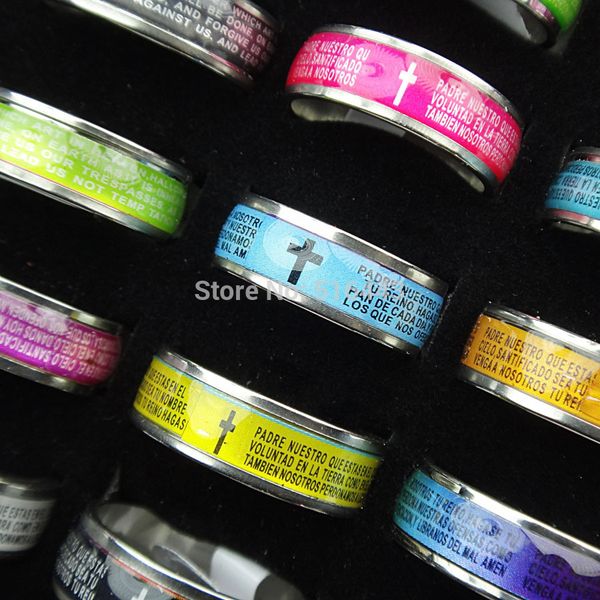 

hipping wholesale and retail 50pcs stainless steel mix color enamel mens womens cross rings religious jewelry a497, Golden;silver
