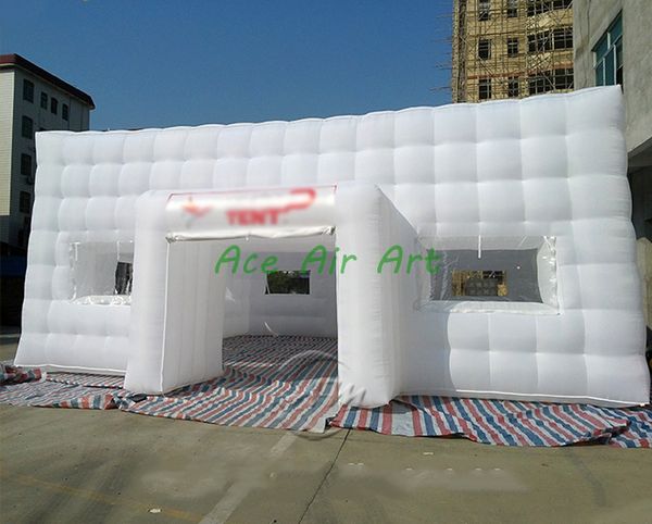 Grande inflável White Gazebo Canopy Comercial Fair Shelter Tunnel Cube Marquee para eventos de casamento com soprador de ar feito por Ace Air Art