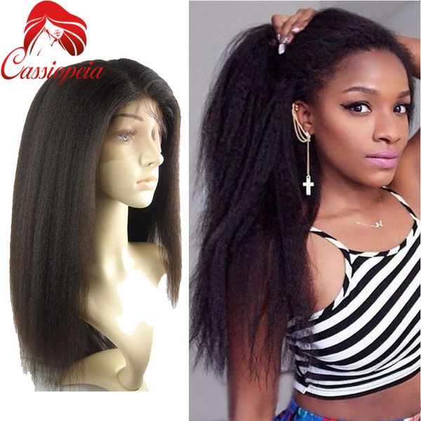 

italian yaki straight peruvian virgin human hair full lace wigs for black women 8a grade lace front wig with baby hair, Black;brown