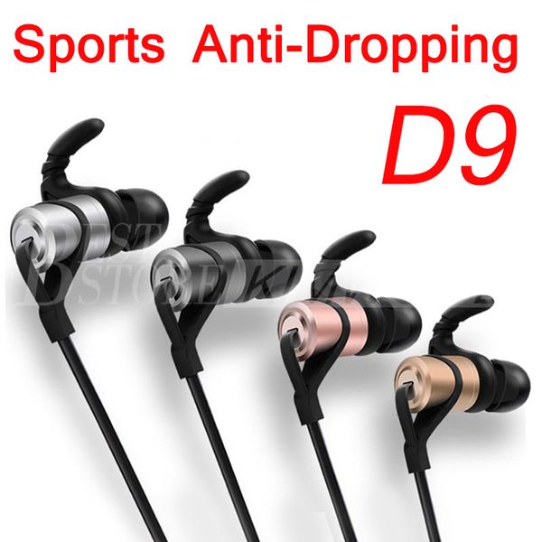 

D9 port wirele bluetooth 4 1 earphone hifi hd ound anti weat metal magnet head et in ear running headphone with mic for mart phone
