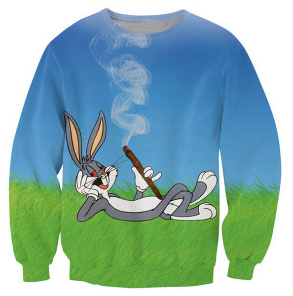 

новые моды для женщин / мужчин bugs bunny looney tunes смешные 3d печатных случайные толстовки толстовка топы s - - - 5xl b8, Black