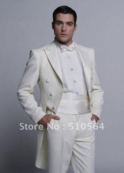 

wholesale- wholesale white groom swallowtail suit wedding groomsman swallow-tailed coat men bridegroom suits, White;black