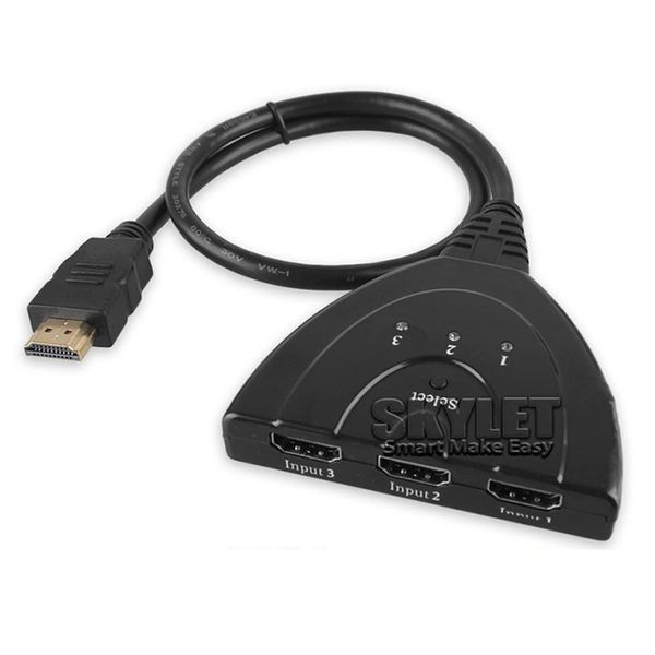 

azhw371 3 port in 1 out pigtail hdmi switch hdcp 1080p hub v1.4b hdmi switcher splitter adapter cable for ps3 pc hdtv xbox with opp package