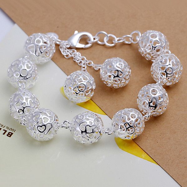 

high quaity full-body ball bracelett 925 silver charm bracelet20.5x1.4cm dfmwb088,women's sterling silver plated jewelry bracelet, White
