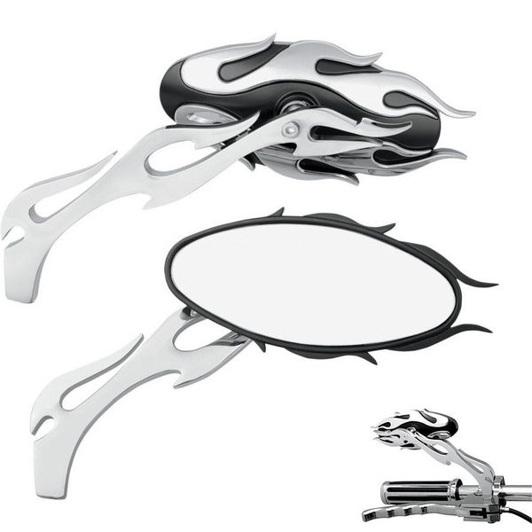 

aluminum flame oval side mirror harley cruiser road king softail dyna chrome