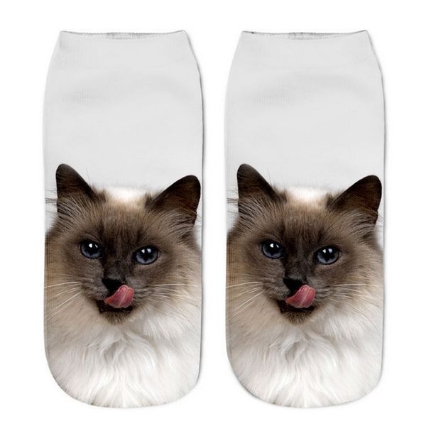 

wholesale- 3d cute animal cat printed socks casual lovely men women lovely socks, Black;white