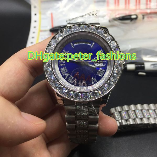 

Luxury men 039 watch diamond date blue face tainle teel permanent automatic machine apphire urface watch