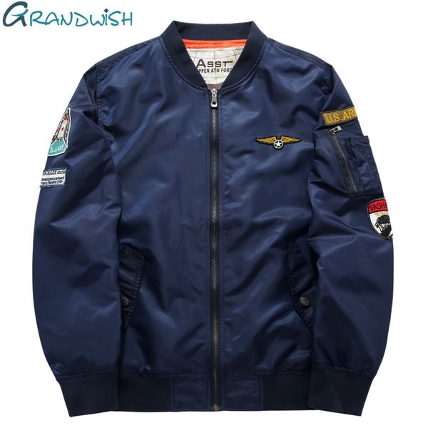 

wholesale- grandwish ma-1 flight bomber jacket men 6xl patches men pilot bomber jacket patch design bomber jacket mens ,pa868, Black;brown
