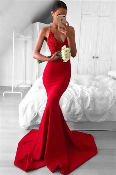 

сексуальная холтер красный русалка пром платья 2017 старинные кружева топ глубокий v шеи спинки длинные вечерние платья дешевые длинные разв, Black