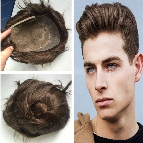 2019 Hot Sale 6inch Brown Color Virgin Indian Hair Toupee Q6 Base