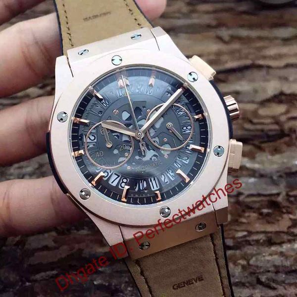 

luxury watch sports chronograph black band stainless steel case quartz movement men's watches business fashion, Slivery;brown