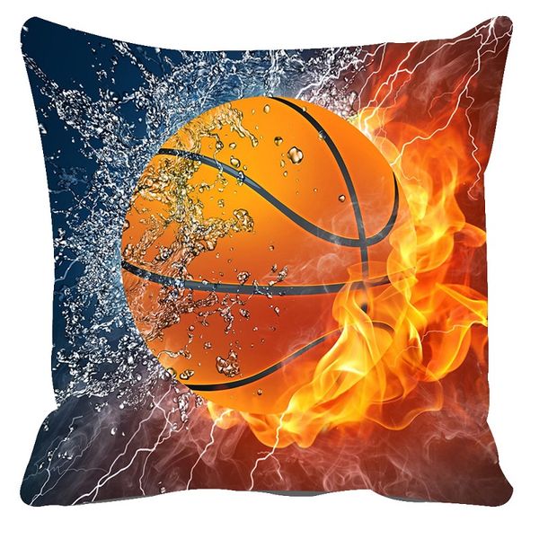 Plush Cushion Cover 3d Sofa Throw Pillows Basketball Pattern