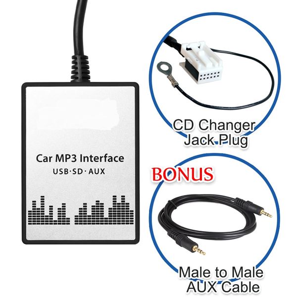 Car MP3 Player USB SD AUX Input MP3 Audio Adapter Digital CD Changer For 2004 2011 V W Golf Jetta Passat Polo Sharan Automobile Audio Automobile Audio
