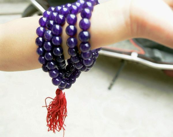 

tibetan buddhist prayer beads, blue jade jade 108 retro charm beaded bracelet necklace, Silver