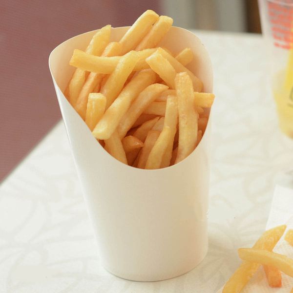 

Disposable White Paper French Fries Cup Holder Roast Chicken Snacks Box Kitchen Baking Package Containers Party Supplies 100pcs/lot CK136