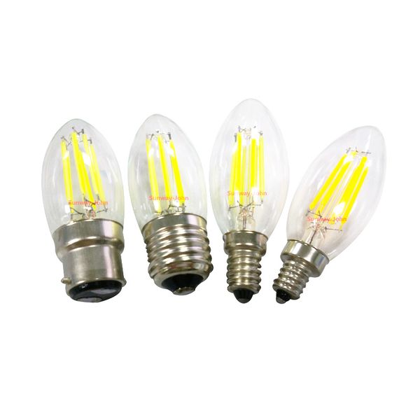 Bulbos liderados por filamentos brilhantes altos diminuem 2W 4W Bulbos de lâmpadas LED E27 E12 B22 E14 Lâmpada LED 120lm W Warm White White