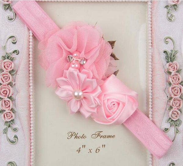 

12 colors for choice baby party headbands toddler elastic fashion rose headwear yh408, Slivery;white