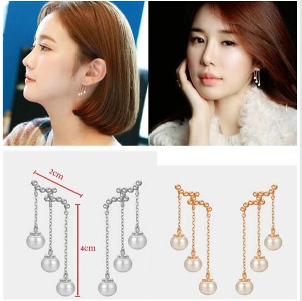 2017 heißer Verkauf Koreanischer Stern mit Ohrringen Quaste Ohr Perlenohrringe Legierung Silber Roségold Mode Damen Accessoires Exquisite Geschenke