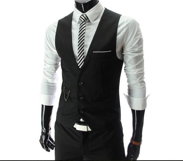 

wholesale- men's clothing coats jackets vests 2015 hitz korean sportsman slim v-neck vest 4 color suiting thin shirt ing, Black;white