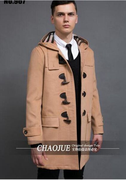 

the spring and autumn period and the han edition business casual leisure fashion new fine big yards horn trench coat / s-6xl, Black