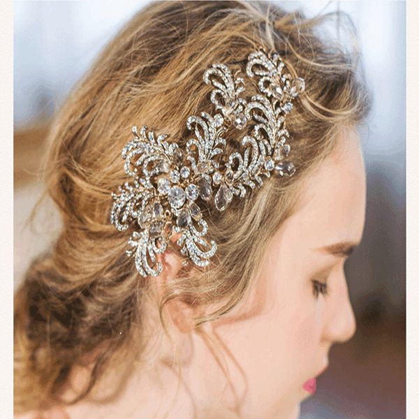 

3a zircon flower hair patch clip alloys bling wedding bridal jewels hair accessories h5034, Silver