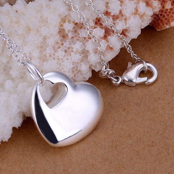 

wholesale- necklace 925 jewelry silver plated fashion jewejry pendant necklaces heart 18 inches chain wholesale jyhd lp148