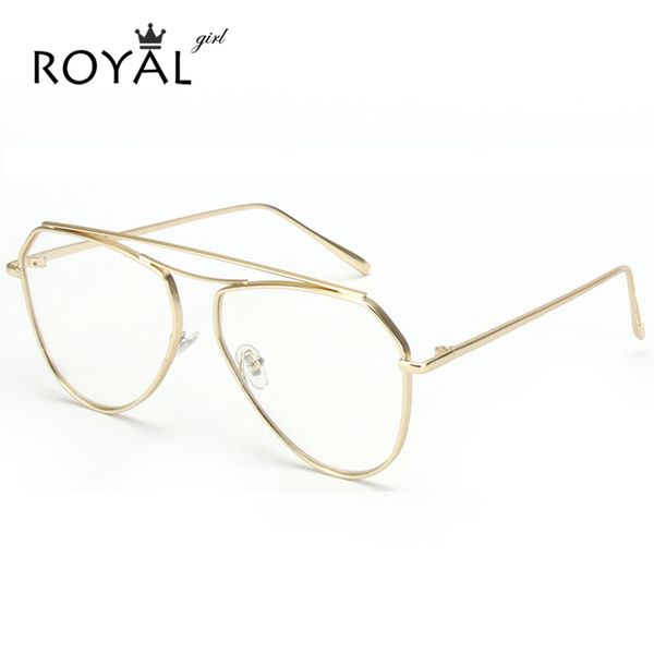 

wholesale- royal girl 2017 new double bridge sunglasses women fashion brand designer metal frame men optical eyeglasses uv400 ss139, Silver