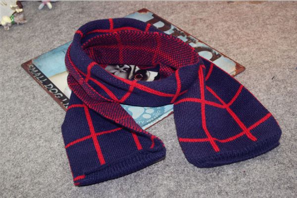 

child knitted winter scarf boys and girls fashion scarves 3-8 year suitable plaid four colours can mix classics don't go out of fashion, Blue;gray