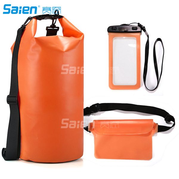 

waterproof dry bags - floating compression stuff sacks gear backpacks for kayaking camping / bonus phone case and pocket tool