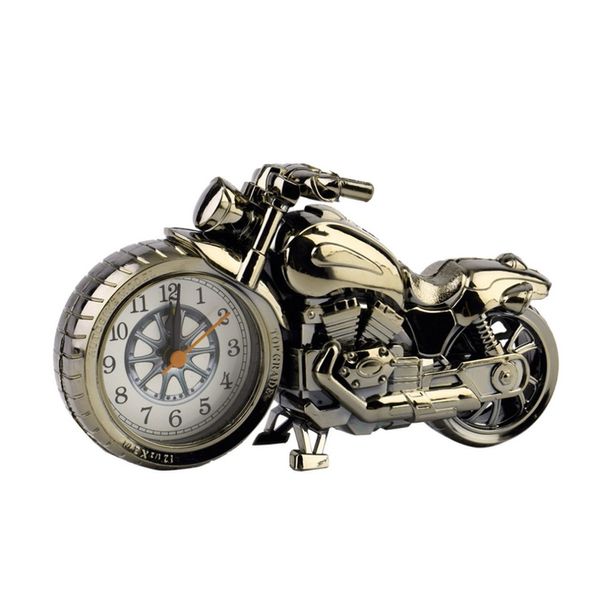 

2019 wholesale- drop shipping motorcycle motorbike pattern alarm clock watch creative home birthday gift promotion, Slivery;brown