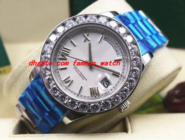 

luxury watches white diamonds ii 18k roman 41mm watch 218235 ceramic bezel automatic movement mechanical men watches quality, Slivery;brown