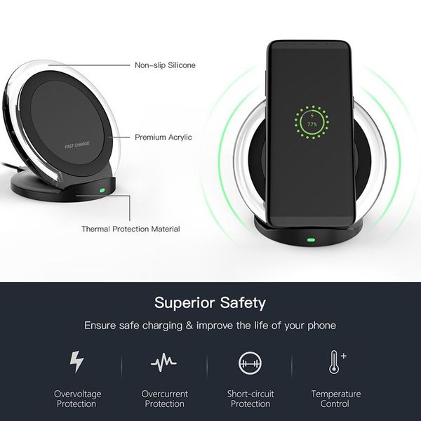 

2017 New Wireless Charger for samsung s8 galaxy note 8 iphone 8 Qi Fast charger pad Convertible Stand