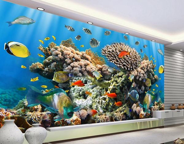 

costom hd ocean world background wall mural 3d wallpaper 3d wall papers for tv backdrop