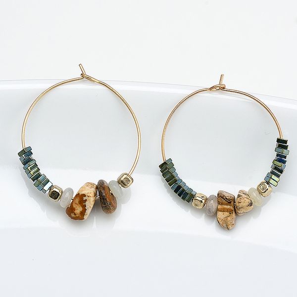 

europe usa fashion mix color natural stone hoop earrings foreign trade wholesale factory direct supply women jewelry gift