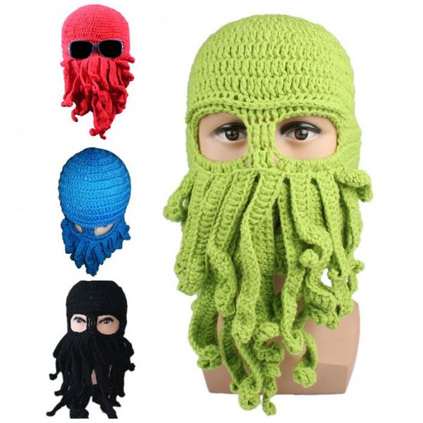 

novelty handmade knitting wool funny beard ocs hats caps crochet knight beanies halloween gift, Yellow